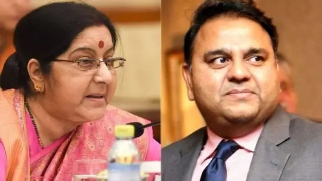 भारत की विदेश मंत्री सुषमा स्वराज और पाकिस्तान के सूचना मंत्री चौधरी फवाद हुसैन