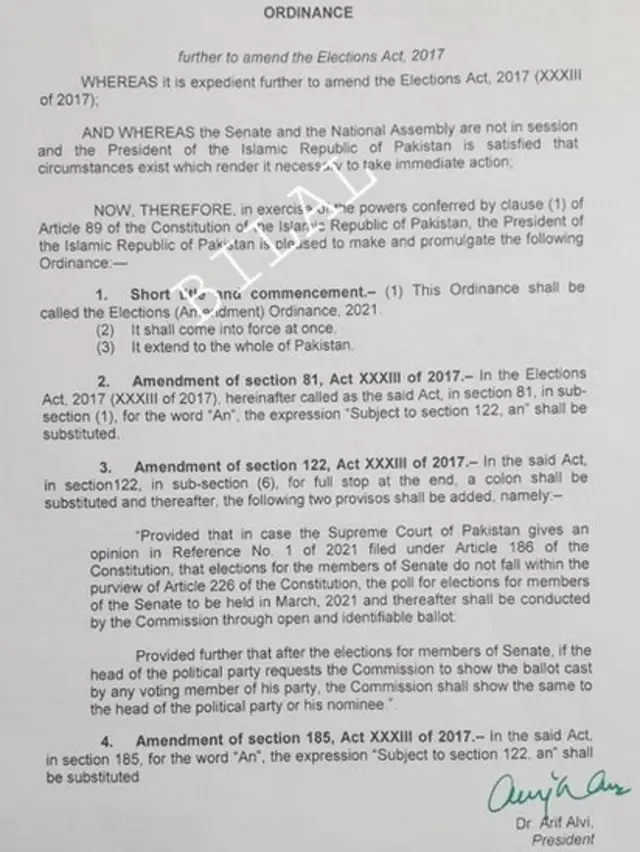 الیکشنز ترمیمی آرڈیننس 2021