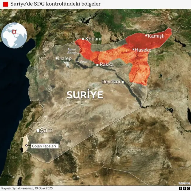 Suriye'de son durumu gösteren harita