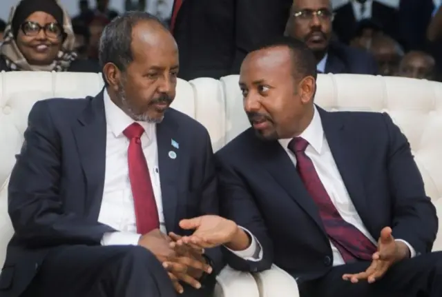 Ra’iisul Wasaaraha Itoobiya Abiy Axmed iyo Madaxweynaha Soomaaliya Xasan Sheekh Maxamuud.
