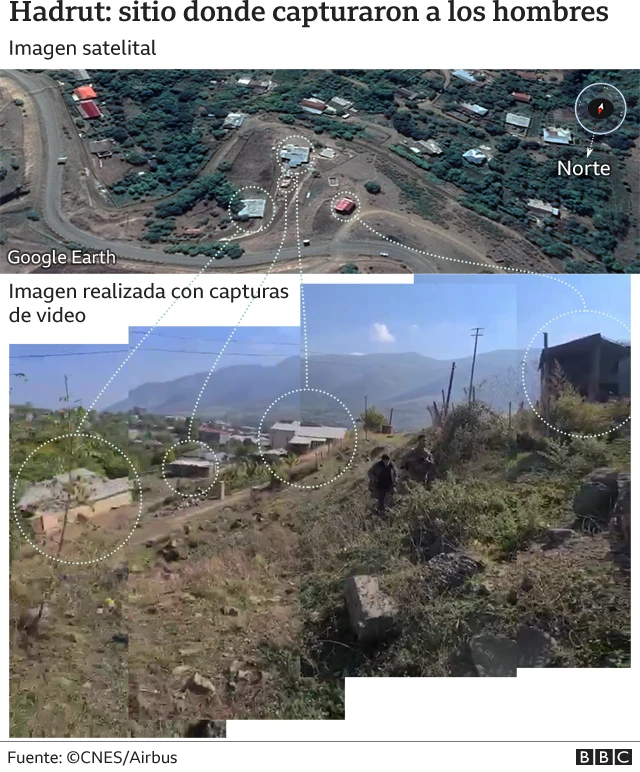 Hadrut: sitio donde capturaron a los dos hombres.