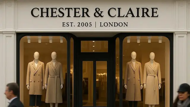 Imagem de vitrine gerada por IA da marca 'Chester and Claire'