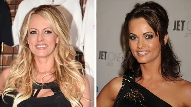 A ex-atriz pornô Stormy Daniels (esq.) e a ex-modelo da Playboy Karen McDougal (dir.) disseram ter feito sexo com Donald Trump