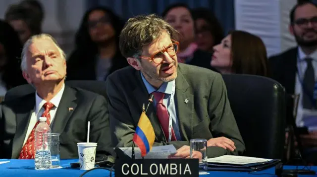 Mauricio Jaramillo durante una conferencia de la Organización de Estados Americanos en marzo de 2025.