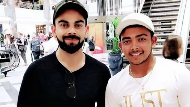 ਕ੍ਰਿਕਟਰ ਵਿਰਾਟ ਕੋਹਲੀ ਨਾਲ ਪ੍ਰਿਥਵੀ ਸ਼ਾਅ