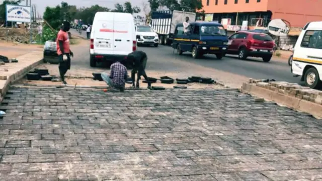 Dis pavement na from plastic and recycle material dem use build am