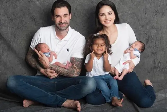 పిల్లలతో సన్నీలియోన్ దంపతులు