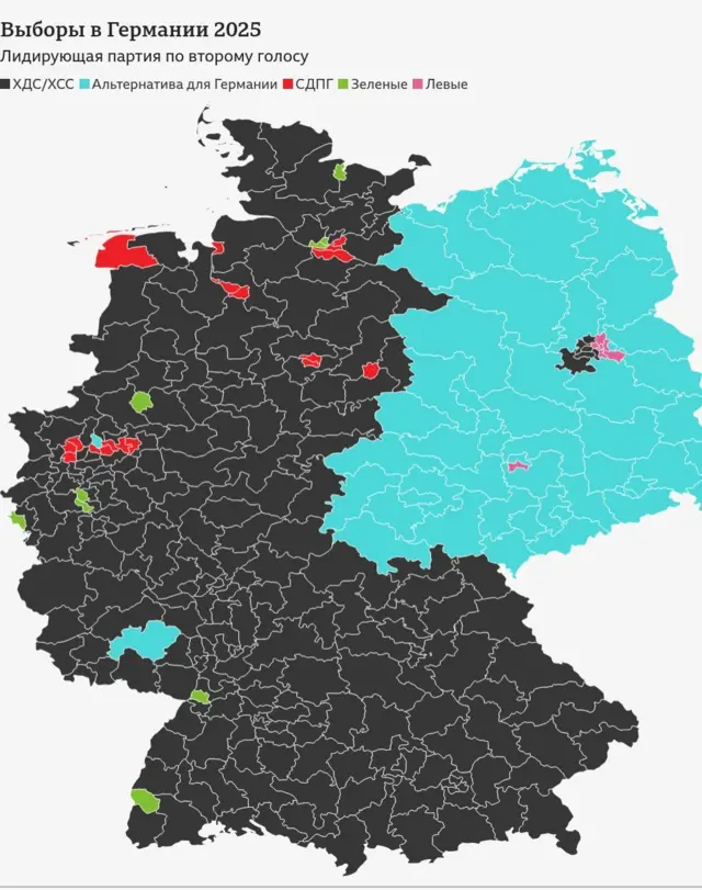 Карта Германии с результатами выборов