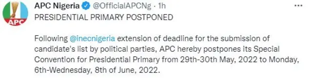 APC presidential primaries: Why INEC allow APC postpone