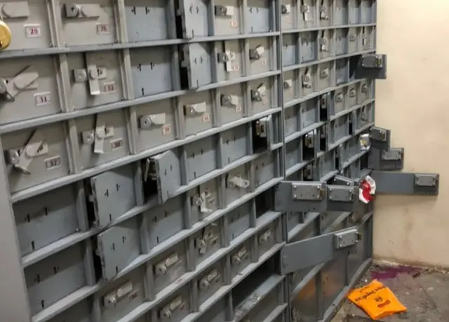The lockers in the bank that the thieves opened