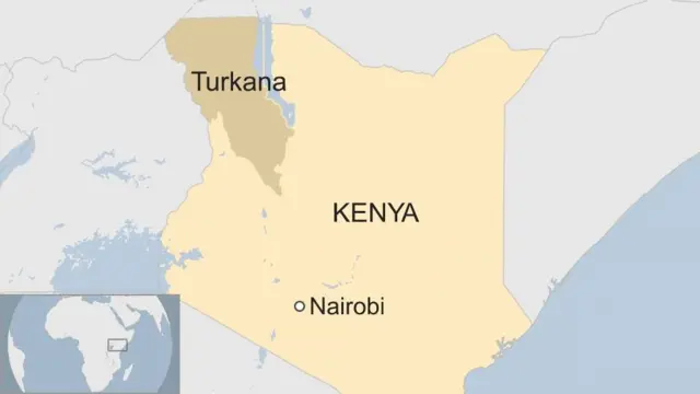 Map showing location of Turkana