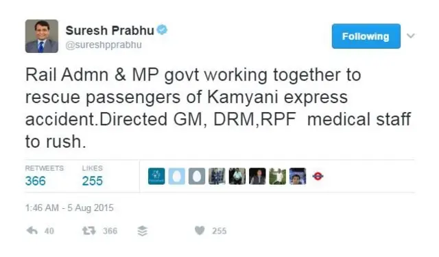 सुरेश प्रभु का ट्वीट