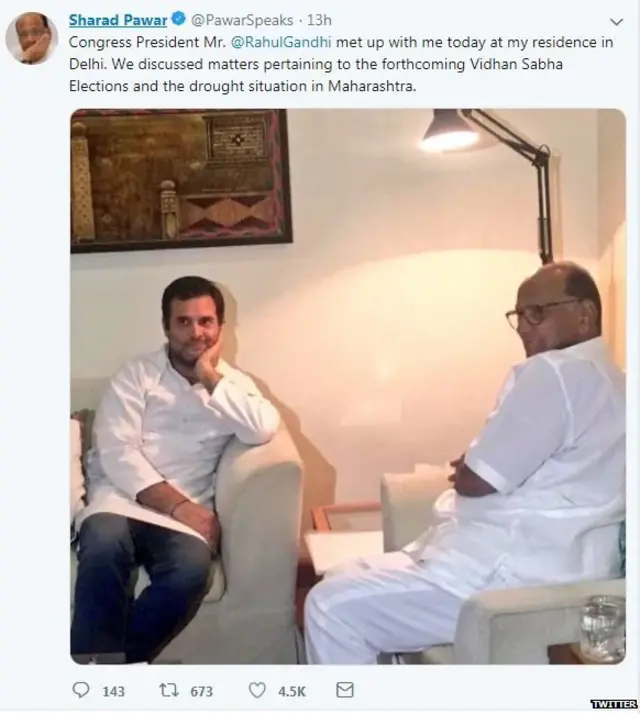 शरद पवार आणि राहुल गांधींची भेट