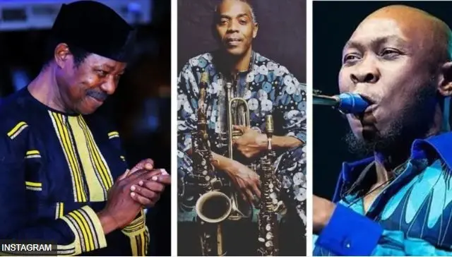 Aworan Sunny Ade Femi Kuti ati Seun Kuti