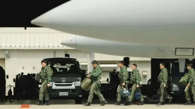 Déploiement de soldats japonais.