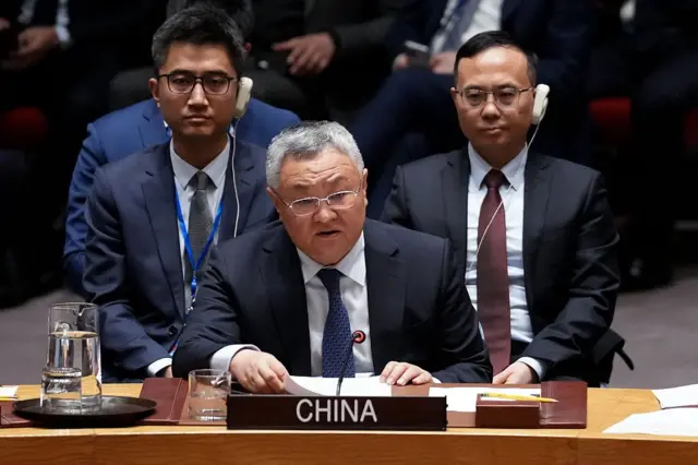 Fu Cong, el representante permanente de China ante la ONU, durante una reunión del Consejo de Seguridad, 28 de febrero 2026