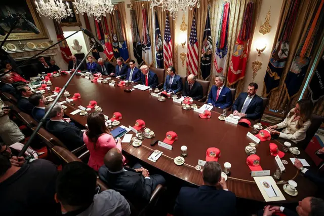 Una vista aérea del gabinete de ministros de Donald Trump