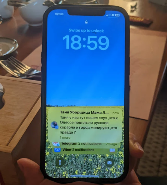 Một ví dụ của “thằng chết cãi thằng khiêng”: Nhân vật cho tác giả xem tin nhắn của người ở vùng Nga chiếm đóng (“Tanya, người ta bảo tàu Nga đã áp sát Odessa và đang rải mìn khắp thành phố.”) Khi được giải thích thì họ không tin và cho rằng chính dân Odesa mới bị “tẩy não”.