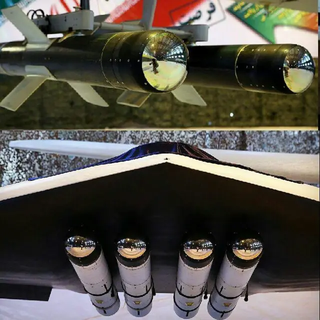  چهار بمب هدایت تلویزیونی سدید نصب شده زیر پهپاد صاعقه 