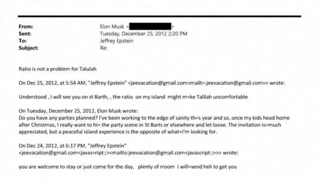 Musk'ın 2012'de Epstein'a gönderdiği e-posta 