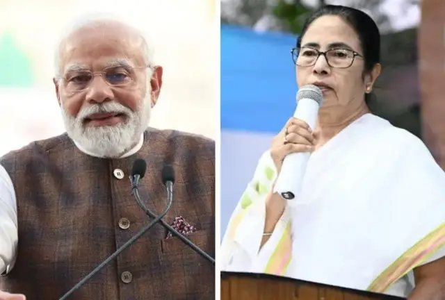 নরেন্দ্র মোদী ও মমতা ব্যানার্জী।