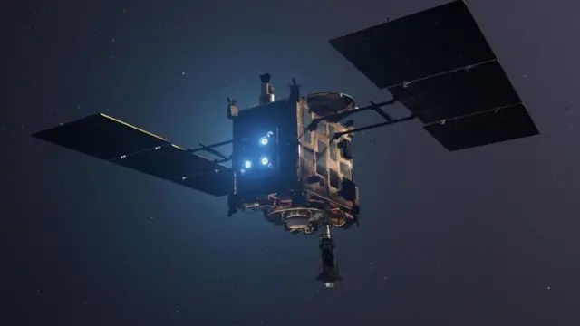 Modelo del dispositivo espacial que recogió fragmentos del asteroide.