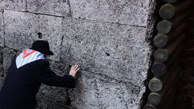 Выжившая во время Холокоста принимает участие в церемонии по случаю 80-й годовщины освобождения Аушвиц-Биркена