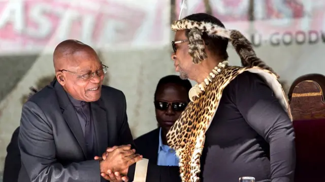 Prezida Jacob Zuma abonana n'umwami kama w'Abazulu, Goodwill Zwelithini, mu 2016