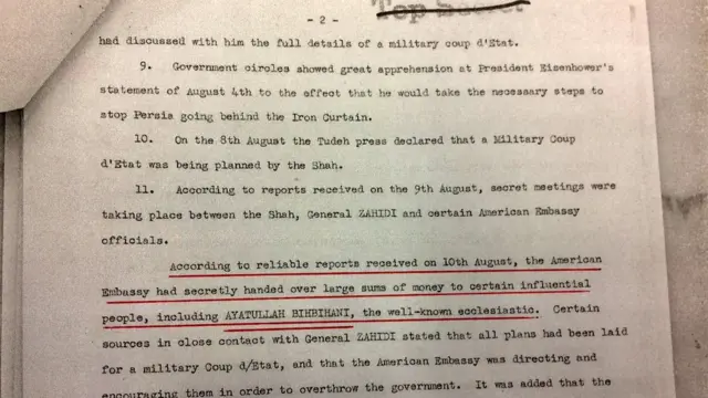 این سند که به نظر می‌رسد بخش‌های حساس آن در سال ۲۰۰۱ میلادی از حالت سانسور بیرون آمده، در جدیدترین مجموعه اسناد وزارت امور خارجه آمریکا منتشر نشده است