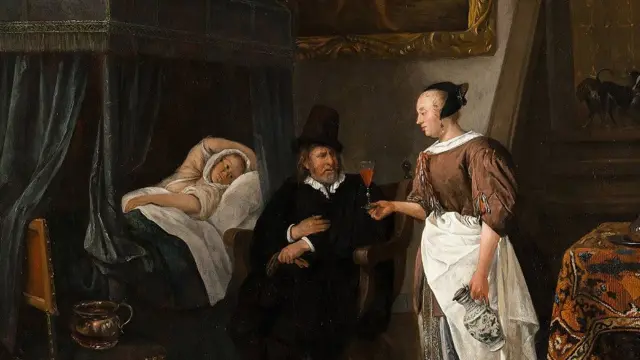 Obra "A visita do médico", de Jan Steen (1668-1670)