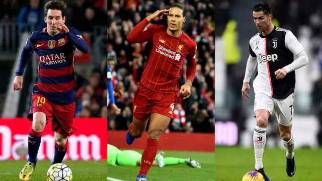 Lionel Messi, Virgil van Dijk and Cristiano Ronaldo