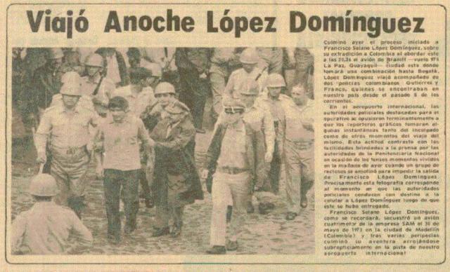 Francisco López Domínguez, al ser extraditado a Colombia