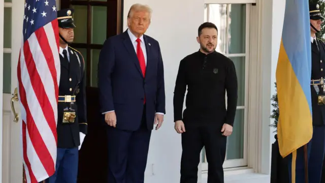President Donald Trump with Ukrainian President Volodymyr Zelensky as he arrives at the White House