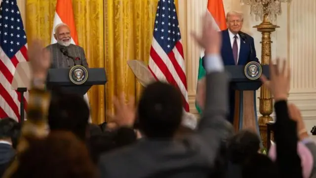 प्रधानमंत्री नरेंद्र मोदी के अमेरिकी दौरे में डोनाल्ड ट्रंप के साथ साझा प्रेस कॉन्फ्रेंस 