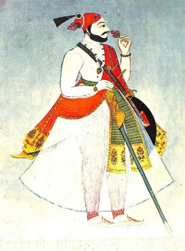 छत्रपती संभाजी महाराज यांचं चित्र (डॉ. कमल गोखले यांच्या पुस्तकातून)