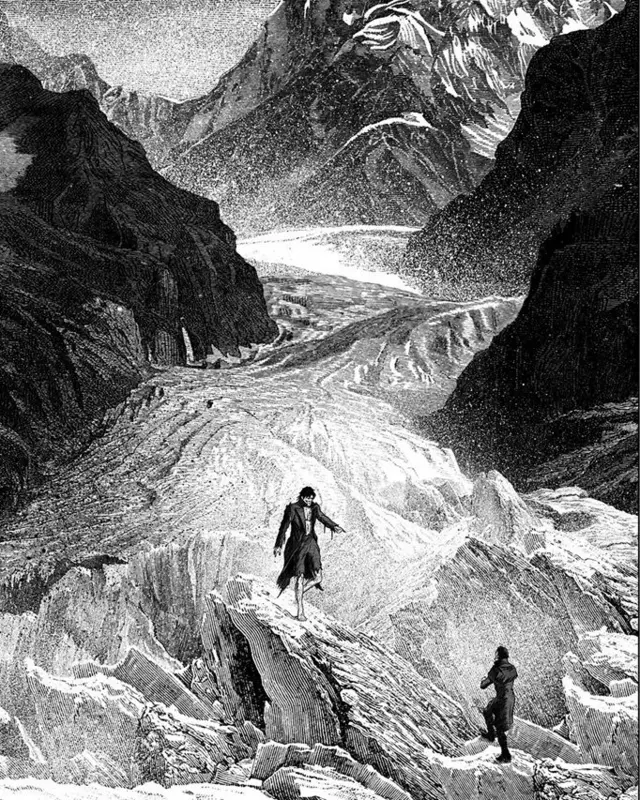 Франкенштейн і його створіння зустрічаються на льодовику — саме тут розгортається одна з найвідоміших сцен роману Мері Шеллі