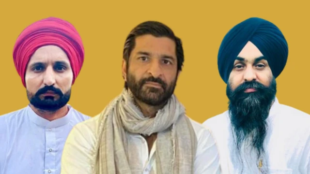 ਅਮ੍ਰਿਤਪਾਲ ਸਿੰਘ ਦੇ ਤਿੰਨ ਸਾਥੀ ਜਿਨ੍ਹਾਂ ਨੇ ਅਗਾਮੀ ਜ਼ਿਮਨੀ ਚੋਣਾਂ ਲੜਨ ਦਾ ਐਲਾਨ ਕੀਤਾ ਹੈ। (ਖੱਬਿਓਂ ਸੱਜੇ) ਭਗਵੰਤ ਸਿੰਘ, ਦਲਜੀਤ ਸਿੰਘ ਕਲਸੀ ਅਤੇ ਕੁਲਵੰਤ ਸਿੰਘ ਰਾਊਕੇ