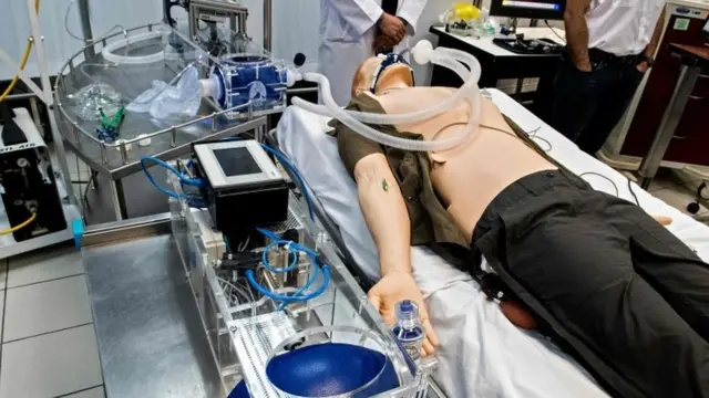 Una prueba de un proyecto de respirador artificial