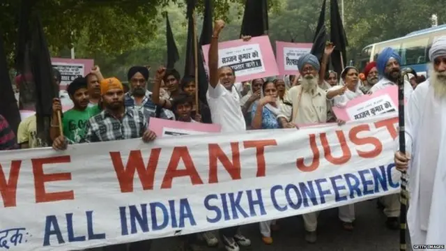 ਦਿੱਲੀ ਵਿੱਚ ਇਨਸਾਫ਼ ਦੀ ਮੰਗ ਨੂੰ ਲੈ ਕੇ ਮੁਜ਼ਾਹਰਾ ਕਰਦੇ '84 ਸਿੱਖ ਕਤਲੇਆਮ ਦੇ ਪੀੜਤ (ਫਾਈਲ ਫੋਟੋ)