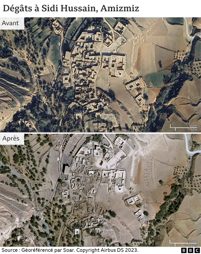 Images avant et après de la ville de Sidi Hussian, Amizmiz