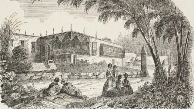 Casa de la Perricholi, según una ilustración de 1845.