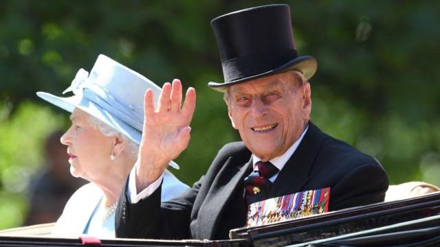 Prince Philip with the Queen at Trooping the Colour in 2017