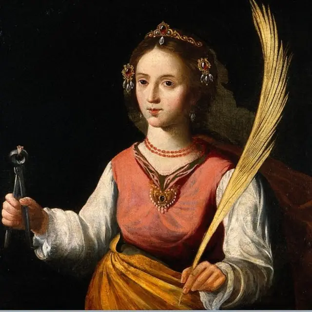 Retrato de Santa Apolonia, patrona de la odontología. Óleo de un seguidor de Francisco de Zurbarán.