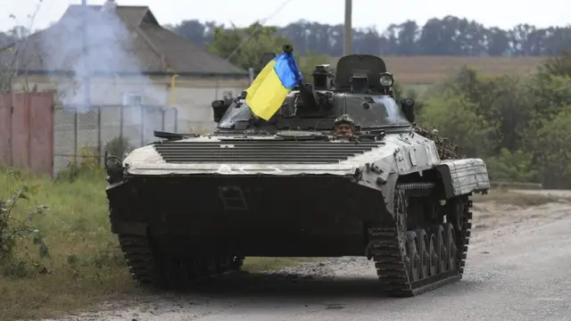 A Ukrainian tank