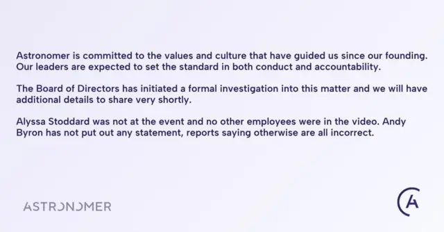 अॅस्ट्रोनॉमर कंपनीनं 'एक्स'वर एक निवेदन प्रसिद्ध केलं आहे.