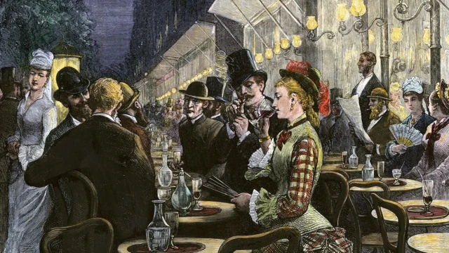 과거 술을 즐기는 파리 시민들을 그린 그림