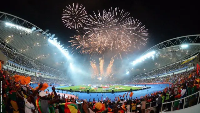 Fireworks set off for di closing ceremony of di 2017 Africa Cup of Nations