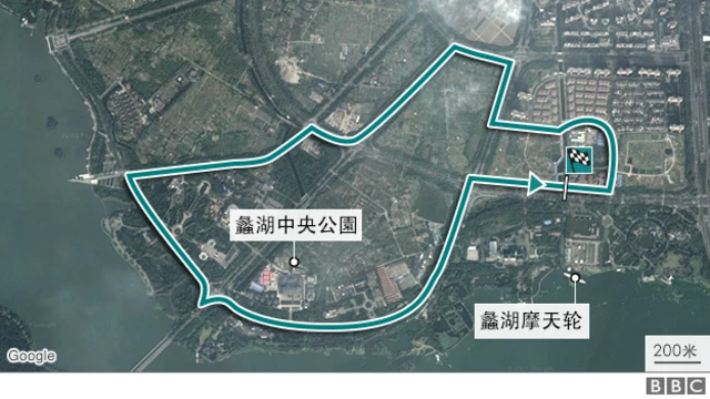Map of Wuxi street circuit imagined by the BBC