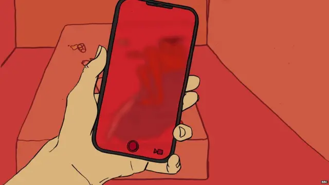 Illustration of a woman being filmed while unconscious