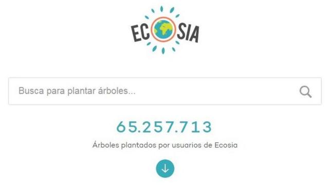 La pantalla principal de Ecosia
